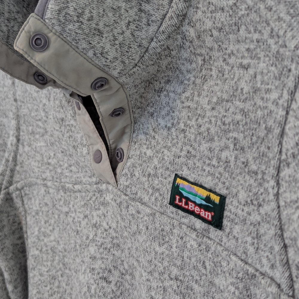 L.L.Bean Gray Heathered Pewter Sweater Fleece Pullover, Petite Small - Picture 7 of 7
